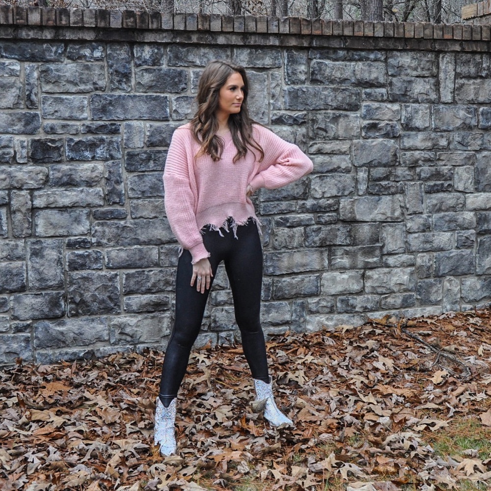 Light Pink distressed sweater!